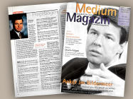 Fundstücke aus dem "medium magazin"-Archiv: Peter Kloeppel im Fragebogen 1997 (links) und rechts auf dem Cover nach den Anschlägen vom 11. September 2001. Schlagzeile: "Anker im Bildermeer"